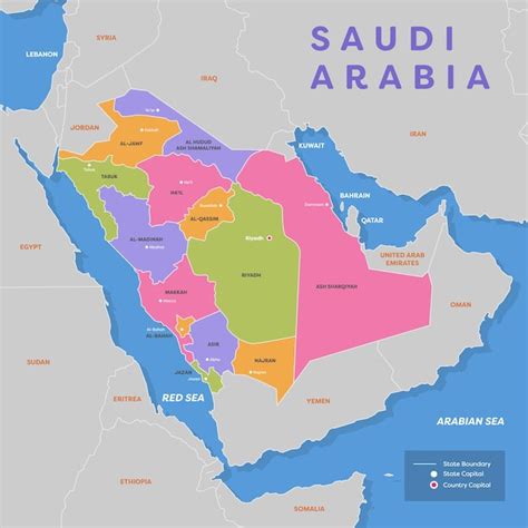 Premium Vector | A map of saudi arabia with the name saudi arabia on it.