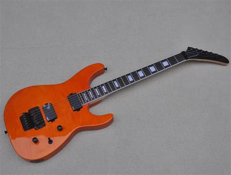 Orange Body Electric Guitar With Black Hardware Flame Maple Veneer Can ...