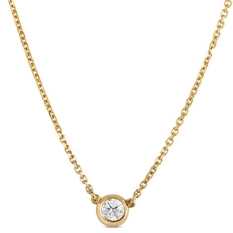 Bezel Set Diamond Pendant Necklace 14k Yellow Gold