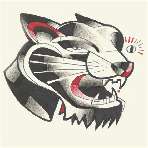 Abstract Panther Head Tattoo Design