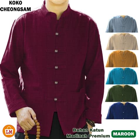 Jual Baju Koko Pria Muslim Cheongsam Ip Man Katun Lengan Panjang M