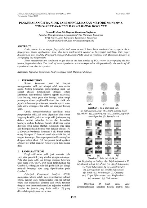 PDF Pengenalan Citra Sidik Jari Menggunakan Metode Principal