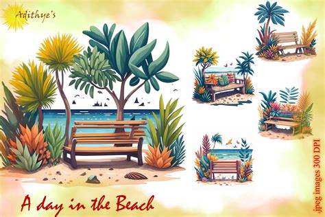 A Day In The Beach Clipart Graphic By Adithyes · Creative Fabrica