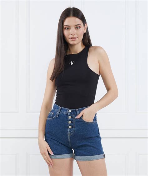 Top Micro Monologo Racer Back Slim Fit Calvin Klein Jeans Black