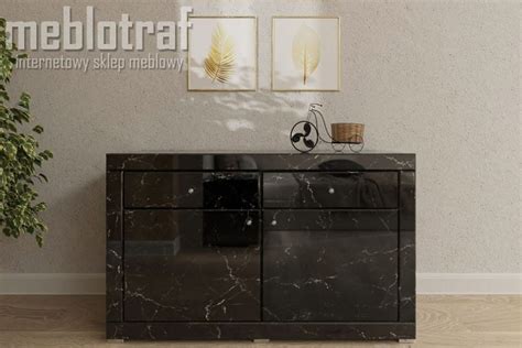 Komoda Lustrzana Czarny Marmur Duo Kolekcja Marble LKMC 2 2 Meblotraf