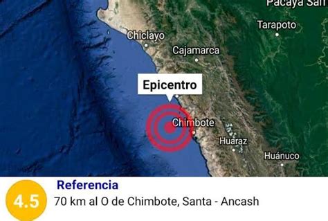 Sismo De Magnitud Reportado Al Suroeste De Chimbote Ncash Fue