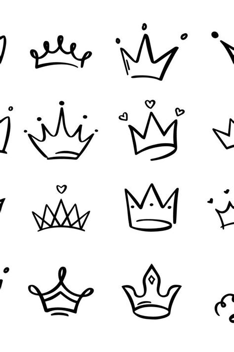 Doodle Crowns Line Art King Or Queen Crown Sketch Fellow Crown