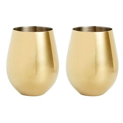 Viski By True Fabrications Belmont Set Of 2 Gold Stemless Wine Glasses 40 Liked On Polyvore