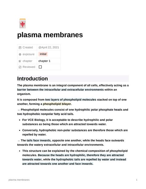 Plasma Membranes Vce Biology Unit 3 4 Notes ¼ Plasma Membranes Created Exposure Initial