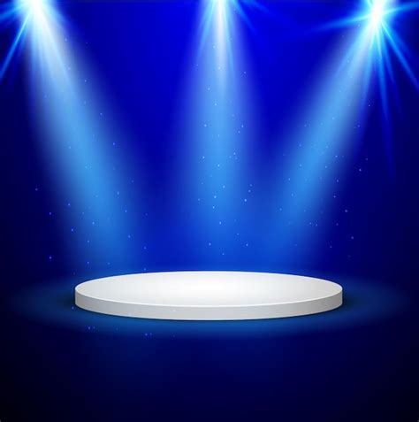 Premium Vector Blue Round Winner Podium On Blue Background Stage With