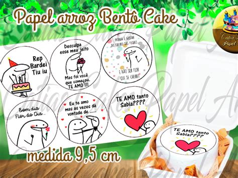 Papel De Arroz Bentô Bento Cake Flork frase Elo7