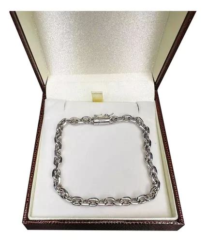 Pulseira Cadeado 7 Gramas 5mm Ouro Branco 18k Frete grátis