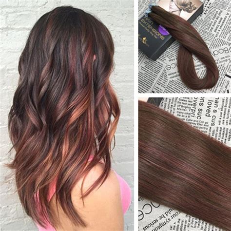 Inch Chocolate Brown Highlighted With Light Auburn Moresoo