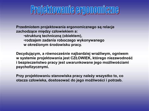 PPT Ergonomia w kształtowaniu warunków pracy PowerPoint Presentation