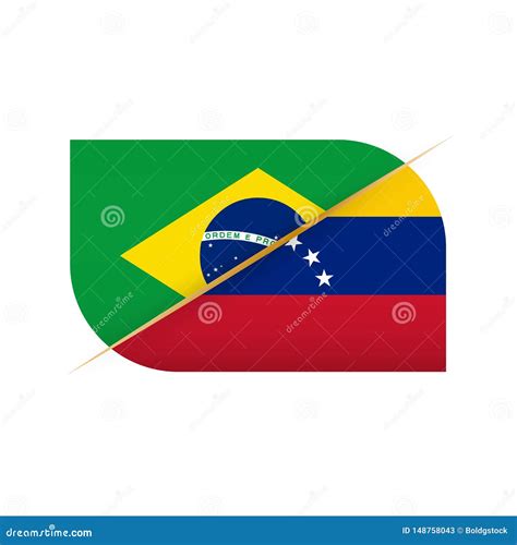 El Brasil Contra Venezuela, Icono De Dos Banderas Del Vector Para La