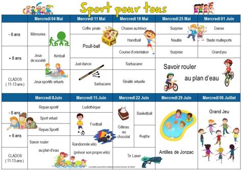 Programme ALSH CLADOS Mercredis Mai Juin Juillet 2022