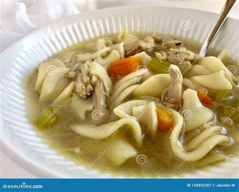 Chicken noodle soup stock image. Image of bowl, meat - 134955307