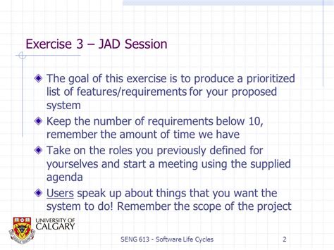 Seng Software Life Cycles Exercise Jad Session Using The