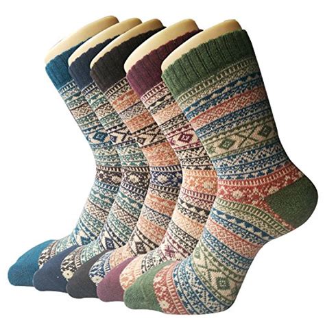 5 Pack Womens Wool Socks Winter Warm Socks Thick Knit Cabin Cozy Crew Soft Socks Ts For Women