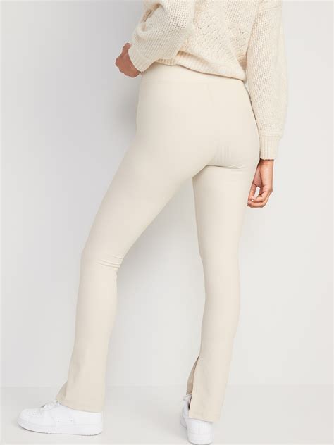 Extra High Waisted PowerSoft Rib Knit Flare Leggings For Women Old Navy