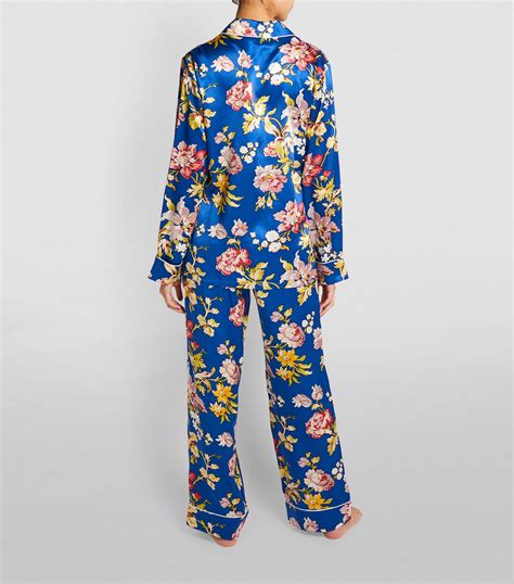 Womens Olivia Von Halle Blue Silk Floral Lila Pyjama Set Harrods Uk