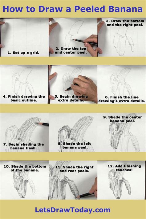 How To Draw A Peeled Banana Step By Step Pencil Drawing Tutorials