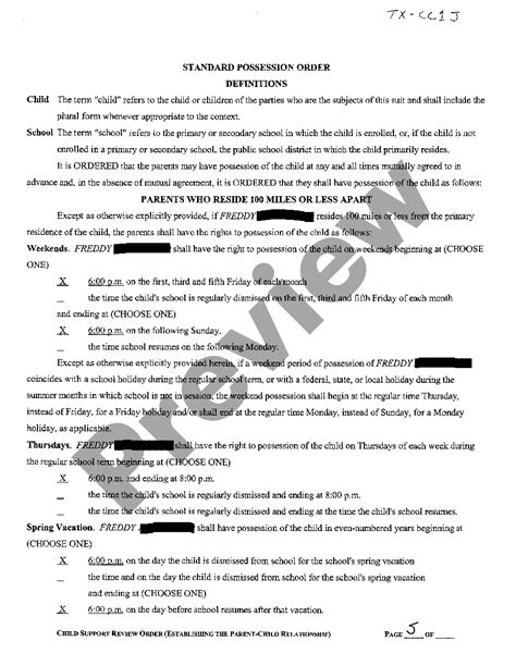 Texas Standard Possession Order Modified Possession Order Texas Template Us Legal Forms