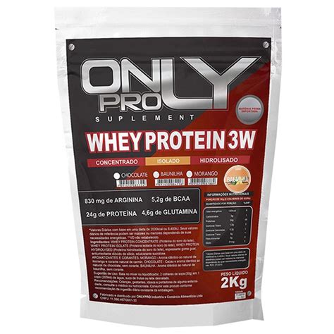 Whey Protein Concentrado Isolado Hidrolisado 3W 2Kg Onlypro Baunilha