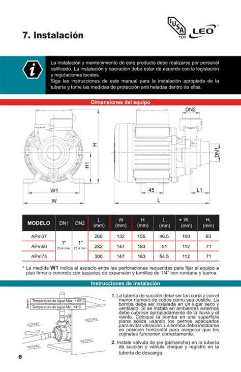 PDF MANUAL DE INSTALACIÓN Y Modelos OPERACIÓN APm 37 BOMBAS ws iusa