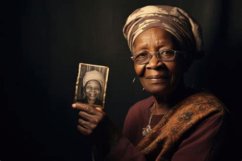 Premium Ai Image Elderly Black Woman Holds An Old Photograph In Her