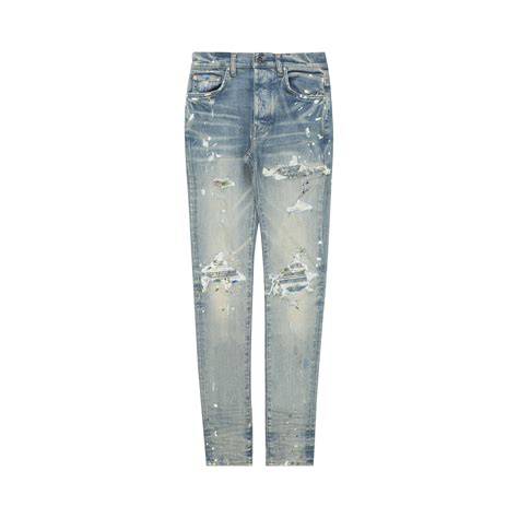 Pre Owned Amiri Paint Splatter Mx1 Jean Clay Indigo In Blue ModeSens