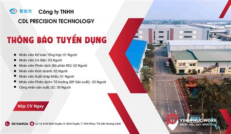 Công Ty Tnhh Cdl Precision Technology Việt Nam Thông Báo Tuyển Dụng