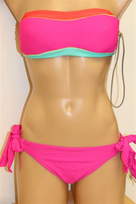 Nwt Abs Allen Schwartz Swimsuit Tie Side Bikini 2pc Set Size 8 Bandeau