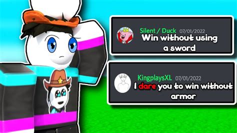 I Did Your Roblox Bedwars Dares Roblox Bedwars Youtube