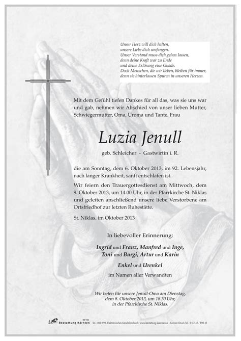 Parte für Luzia Jenull pax requiem