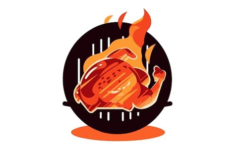 Premium Vector | Barbecue chicken flat illustration bbq chicken vector