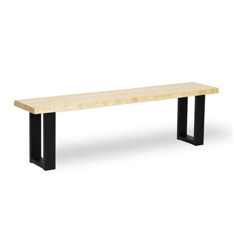 Banco De Madera Patas Metal Ica Natural Minimalista Blenom