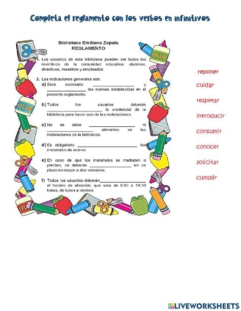 El Reglamento De La Biblioteca Worksheet Words Word Search Puzzle