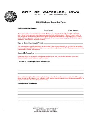 Fillable Online Illicit Discharge Reporting Form City Of Waterloo