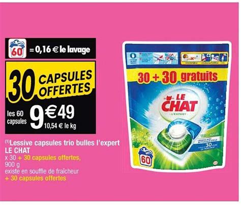 Promo Lessive Capsules Trio Bulles L Expert Le Chat Chez Cora