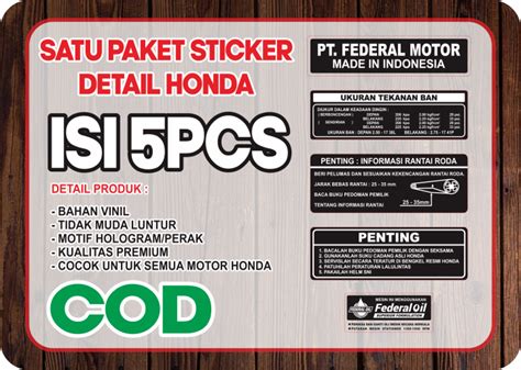 STICKER STIKER PERINGATAN WARNING HONDA INDONESIA CUTTING Hologram