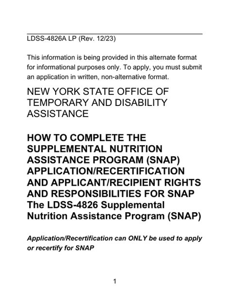 Download Instructions For Form Ldss 4826 Lp Supplemental Nutrition Assistance Program Snap