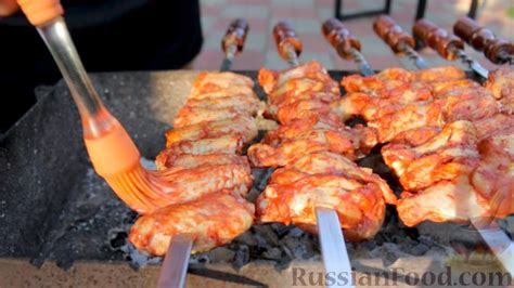 Рецепт: Шашлык из куриных крыльев на мангале на RussianFood.com