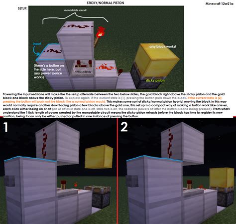 [Redstone] Sticky/Normal Piston hybrid : r/Minecraft