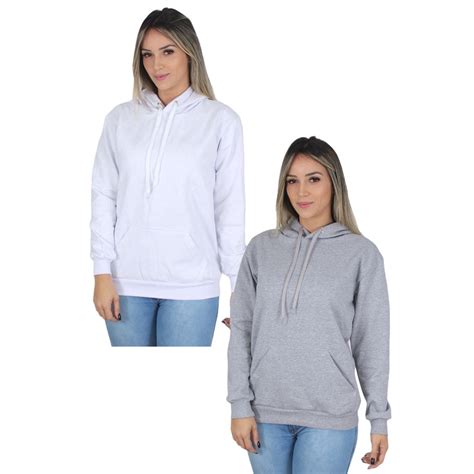 Kit Moletom Liso Feminino Blusa De Frio Algod O Canguru Submarino