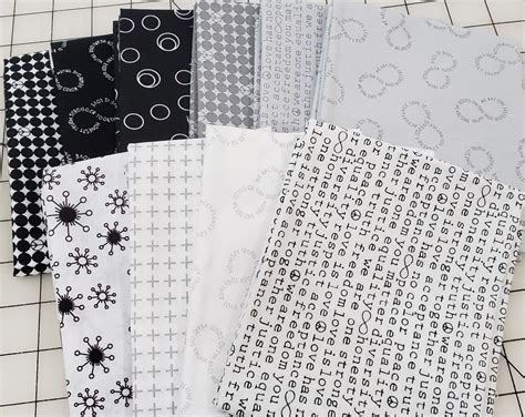 Fat Quarter Bundle Of 10 White Grey And Black