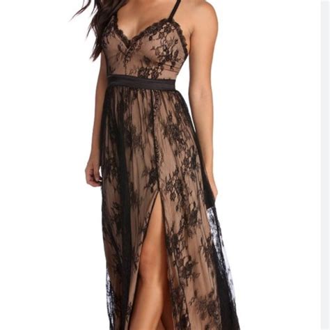 Windsor Dresses Windsor Kim Dress Beautiful Black Lace With Nude