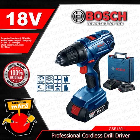 Bosch Professional Lithium Ion Li Ion Cordless Drill Driver 18v Gsr 180 Li Gsr 185 Li