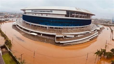 Arena do Grêmio é afetada pelas enchentes em Porto Alegre