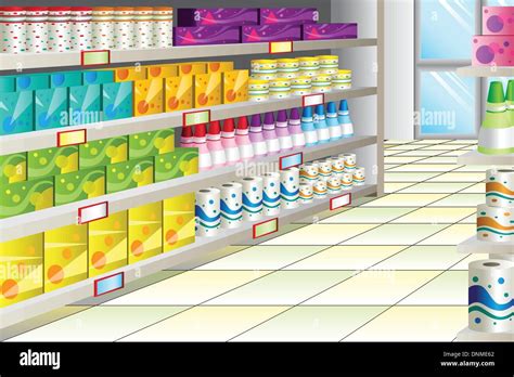 A vector illustration of grocery store aisle Stock Vector Art ...